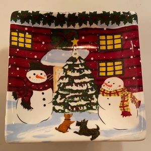 NWOT SWEET LITTLE SNOWMAN DISH CANDLE HOLDER ⛄️❄️